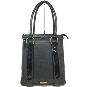 Burberry Tote Bag Shoulder Leather Enamel Black